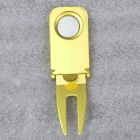 Golf Cigar Holder Putting Green Fork Cigar Clip Magnetic Tool (Color: Gold)