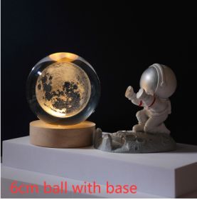 Cosmos Series Luminous Crystal Ball Night Light Desktop Ornament (Option: Moon-6cm ball with base)