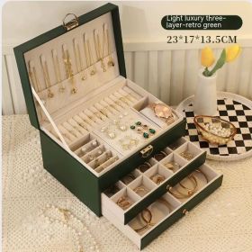 Three Layer Lockable Jewelry Storage Box (Option: Green-Three layers)