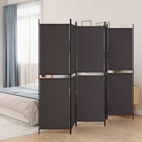 5-Panel Room Divider Brown 98.4"x78.7" Fabric (Color: Brown)