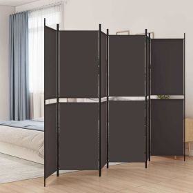 6-Panel Room Divider Brown 118.1"x78.7" Fabric (Color: Brown)