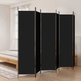 6-Panel Room Divider Black 118.1"x78.7" Fabric (Color: Black)