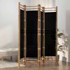 Folding 4-Panel Room Divider 63" Bamboo and Canvas