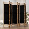 Folding 6-Panel Room Divider 94.5" Bamboo and Canvas