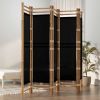 Folding 5-Panel Room Divider 78.7" Bamboo and Canvas