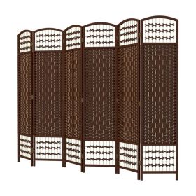 Folding Room Divider Portable Privacy Screen Room Partition (Color: Brown)