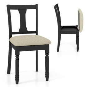 Kitchen Dining Chair with Linen Fabric and Storage Space (Color: Black)