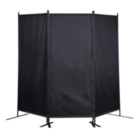 6 Ft Modern Room Divider, 3-Panel Folding Privacy Screen w/ Metal Standing, Portable Wall Partition XH (Color: Black)