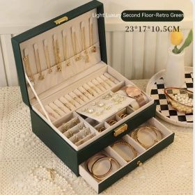 Three Layer Lockable Jewelry Storage Box (Option: Green-Bilayer)