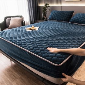 Crystal Pile Clip Cotton Bed Bonnet Thickened Coral Pile Bed Cover In Autumn And Winter (Option: Cotton clip. Moonlight blue-120x200cm and30cm)