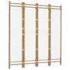 Folding 4-Panel Room Divider 63" Bamboo and Canvas