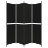 4-Panel Room Divider Black 78.7"x78.7" Fabric