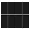 4-Panel Room Divider Black 78.7"x78.7" Fabric