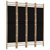 Folding 4-Panel Room Divider 63" Bamboo and Canvas