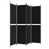 4-Panel Room Divider Black 78.7"x78.7" Fabric