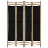 Folding 4-Panel Room Divider 63" Bamboo and Canvas