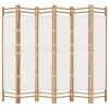 Folding 6-Panel Room Divider 94.5" Bamboo and Canvas