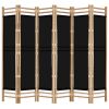 Folding 6-Panel Room Divider 94.5" Bamboo and Canvas