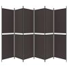 6-Panel Room Divider Brown 118.1"x78.7" Fabric