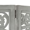 Hand carved 3-Panel Room Divider Gray 47.2"x65" Solid Mango Wood