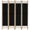 Folding 4-Panel Room Divider 63" Bamboo and Canvas