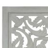 Hand carved 3-Panel Room Divider Gray 47.2"x65" Solid Mango Wood