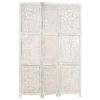 Hand carved 3-Panel Room Divider White 47.2"x65" Solid Mango Wood