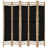 Folding 5-Panel Room Divider 78.7" Bamboo and Canvas