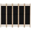 Folding 5-Panel Room Divider 78.7" Bamboo and Canvas