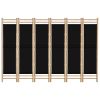 Folding 6-Panel Room Divider 94.5" Bamboo and Canvas