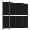 4-Panel Room Divider Black 78.7"x78.7" Fabric