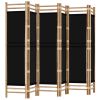 Folding 6-Panel Room Divider 94.5" Bamboo and Canvas