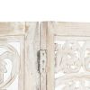 Hand carved 3-Panel Room Divider White 47.2"x65" Solid Mango Wood