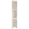 Hand carved 3-Panel Room Divider White 47.2"x65" Solid Mango Wood