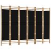 Folding 6-Panel Room Divider 94.5" Bamboo and Canvas