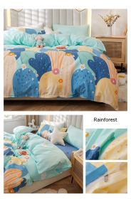 Korean Style Pure Cotton Bedding Set Of Four Pieces (Option: Tropical rainforest-1.2m bed sheet style)