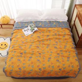 Combed Cotton Fine Sand Gauze Towel Quilt Casual Blanket (Option: Ginkgo Leaf Orange-150x200cm)