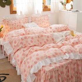 Small Floral Korean Version Bed Skirt Set Of Four Pieces (Option: Oolong-2.0m bed skirt style)