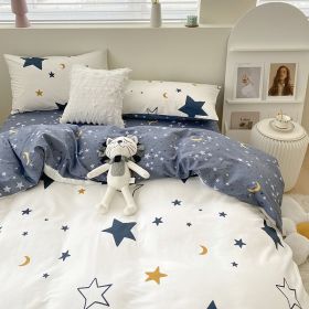 Four Piece Set Of Pure Cotton Bedding (Option: Starry Night-2.0m bed sheet style)