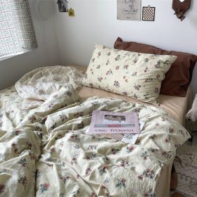 Retro French Flower Cotton Four-piece Set (Option: Ins Vintage Flower-1.2m Bed Sheet)