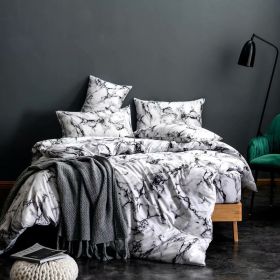 Three-piece Bedding Set Printed Home Textile (Option: 201 White-135x200cm)