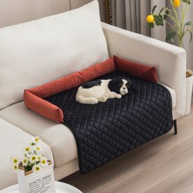 Plush With Pillow Pet Sofa Cushion Bed Pad (Option: Pet Pad Red And Black-75x75cm)