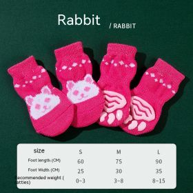 High Quality Non-slip Sole Socks Teddy Corgi Cat Supplies 4 Pack (Option: Pink Rabbit-L)