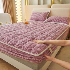 Winter Thicken Thermal Corn Velvet Milk Fiber Quilted Fitted Sheet Fully Surrounded Mattress Non-slip Mattress (Option: Taro Purple-180cmx 200cm)